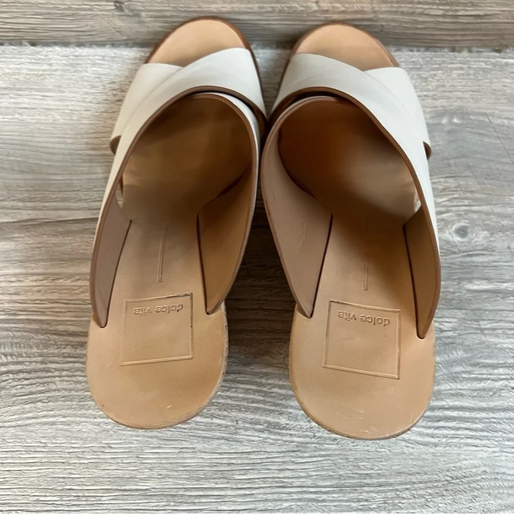 Dolce Vita Lida slip on white leather criss cross cork wedges size 7.5